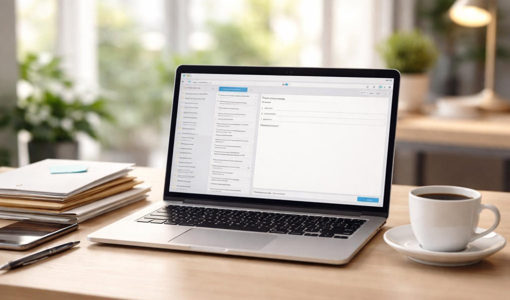 bureau-moderne-ordinateur-cafe-enveloppes