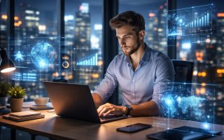 bureau-moderne-professionnel-ordinateurs-graphiques-holographiques