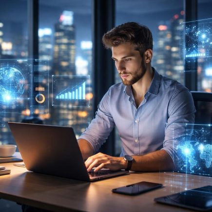 bureau-moderne-professionnel-ordinateurs-graphiques-holographiques