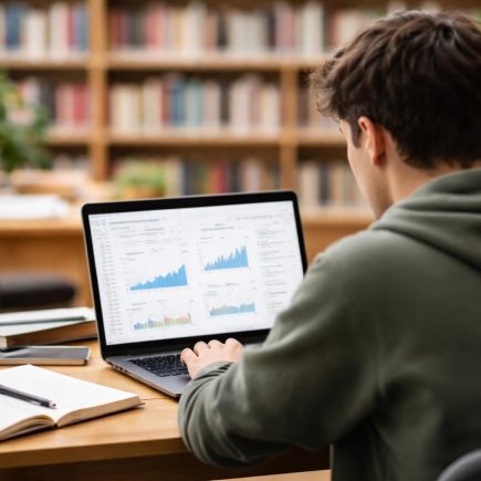 etudiant-ordinateur-graphique-bibliotheque-floue