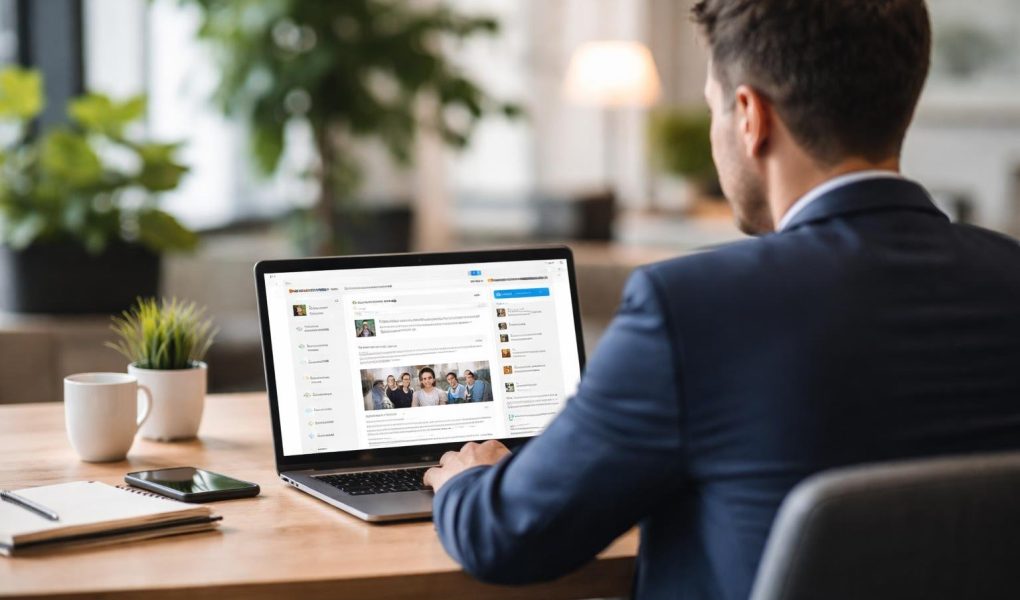 bureau-moderne-ordinateur-linkedin-plantes